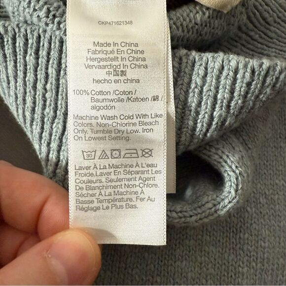 NWT Madewell Supercrop Sweater Womens Sz M Blue Knit V Neck Long Sleeve Pullover - Picture 8 of 11